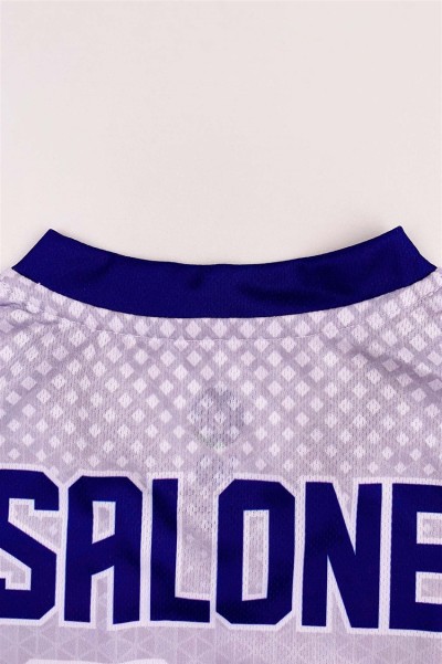Custom Men's V-neck Sublimation Polo Shirt Design Geometric Blue V-Neck Collar Color Dye Sublimation Garment Factory Short Sleeve Sublimation Polo Shirt Supplier USA Retail P1466 detail view-7